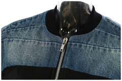 Autumn Winter Denim Stitching Cotton Padded Jacket