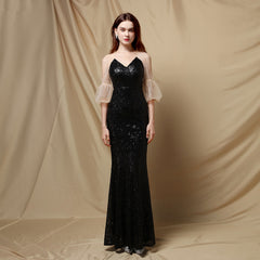 Elegant Silk Tassel Sequin Fishtail Formal Dress