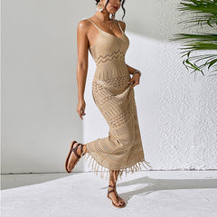 Sexy Cutout Sling Tassel Beach Dress