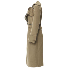 Spring Woolen Asymmetric Cut Detachable Trench Coat