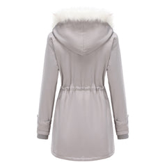 Detachable Fur Collar Hooded Cotton Padded Coat