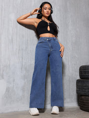 Retro Blue Worn Straight Loose Thin Denim Jeans