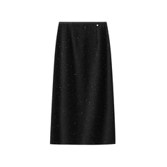 Elegant Bright Silk Woolen High Waist Slit Sequin Long Skirt