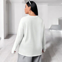 Plus Size Round Neck Loose Thin Long Sleeve Top