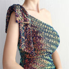 REVCHIC LUXE Elegant One-Shoulder Sequin Fishtail Gown