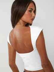 Summer Round Neck Backless Sexy Cropped Top