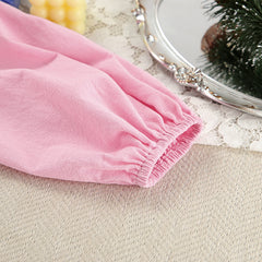 Autumn Pink Cotton Long Sleeve Shorts Ruffled Pajamas Sets