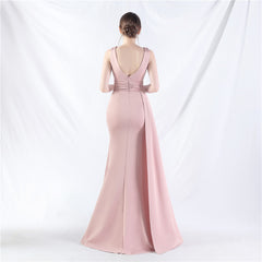 Elegant Folding Slit Satin Evening Dress