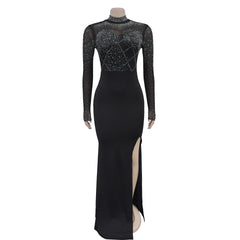 Sexy Slim Fit Rhinestone Maxi Party Dress