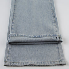 Cool Casual Low Waist Straight Washed Denim Jeans