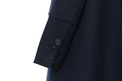 Navy Blue Stitching Long Trench Coat