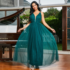 Elegant Sleeveless Green Slim Fit Evening Dress