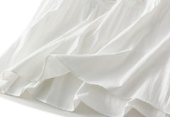 Women High Waist Midi White Stitching Skirt