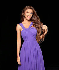 Women Long Twisted Backless Halter Straps Formal Dress