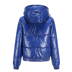 Hooded Long Sleeve Glossy Cotton Padded Jacket