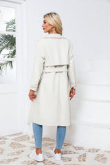 Women Long Loose Jacket Faux Leather Trench Coat