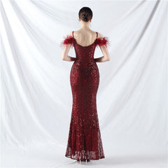 Elegant Floral Sequin High End Evening Dress