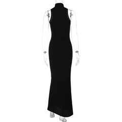 Women Mock Neck Sleeveless  Bodycon Party Dress