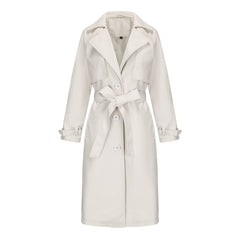 Women Long Loose Jacket Faux Leather Trench Coat