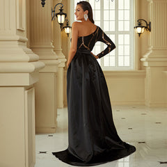 One Shoulder Sheath Evening Dress