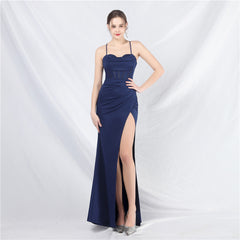 Elegant Boning Corset Vest Split Camisole Evening Dress