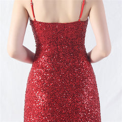 Elegant V-Neck A line Sequined Formal Dress