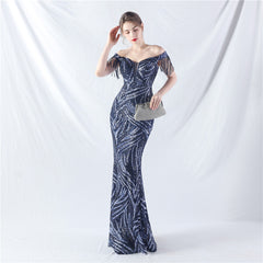 Elegant Boning Corset Lace up Beads Evening Dress