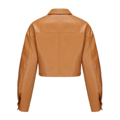 Loose Casual Leather Single Breasted Short Jacket