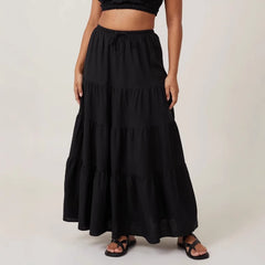 Women High Waist Loose Cotton Skirt