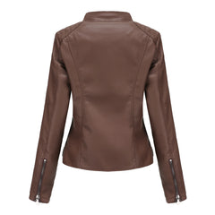 Women Motorcycle Thin Leather Jacket