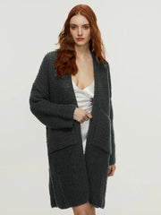 Women Knitted Twist Mid Length Cardigan