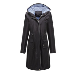 Women Waterproof Hooded Long Casual Trench Coat