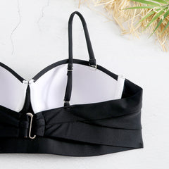 Pure Black Strap Tube Top Low Waist Bikini