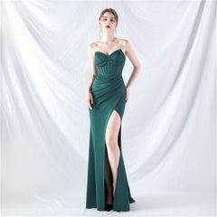 Elegant Boning Corset High End Satin Evening Dress