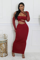 One Shoulder Mesh Halter Sheath Dress