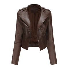 Long Sleeved Rivet Leather Jacket