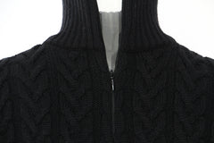 Black Short Turtleneck Puff Sleeve Sweater Top