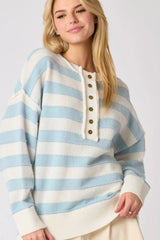 Loose Casual Knitted Long Sleeve Striped Sweater