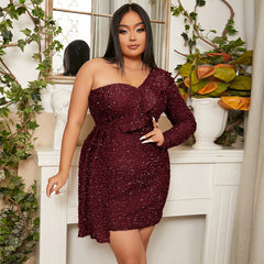 Plus Size Party Cocktail Sequined Evening Dress