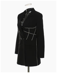 Autumn Winter Rhinestone Long Sleeve Blazer Dress