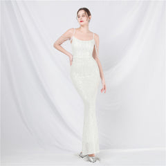 Elegant Beaded Colorful Sequin Long Evening Dress