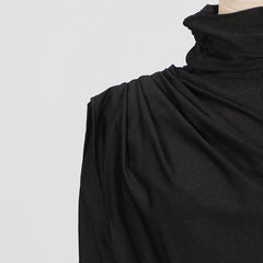 Elegant Stand Collar Pleated Shawl Slim Fit Formal Dress