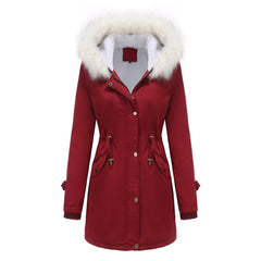 Detachable Fur Collar Hooded Cotton Padded Coat