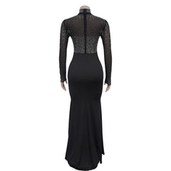 Sexy Slim Fit Rhinestone Maxi Party Dress