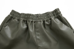 Women Simple Faux Leather Shorts