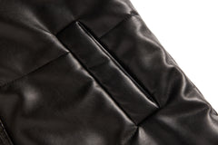 Women Leather Sleeveless Quilted Cotton Padded Jacket