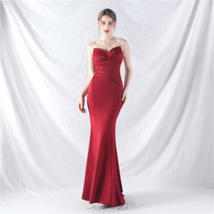 Elegant Off Shoulder Tube Top Satin Evening Dress