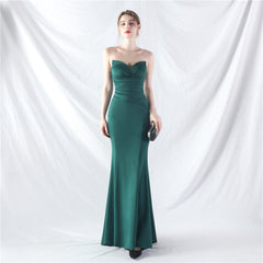 Elegant Off Shoulder Tube Top Satin Evening Dress