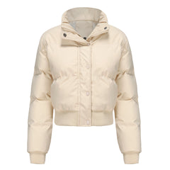 Women Short Cotton High Collar Warm Jacket