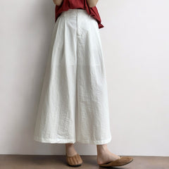 Summer Cropped High Waist Straight Wide Leg Casual Pants